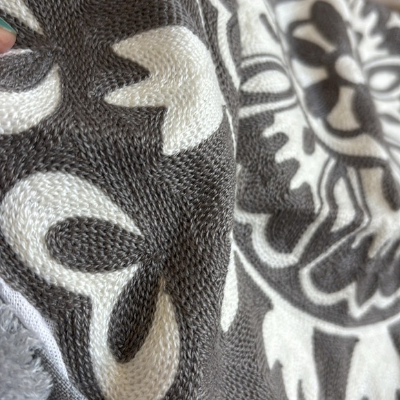 Decorative Boho Round Pillow Covers 18 inch Vintage Embroidered Grey, Pack of 1) - Picture 6 of 8